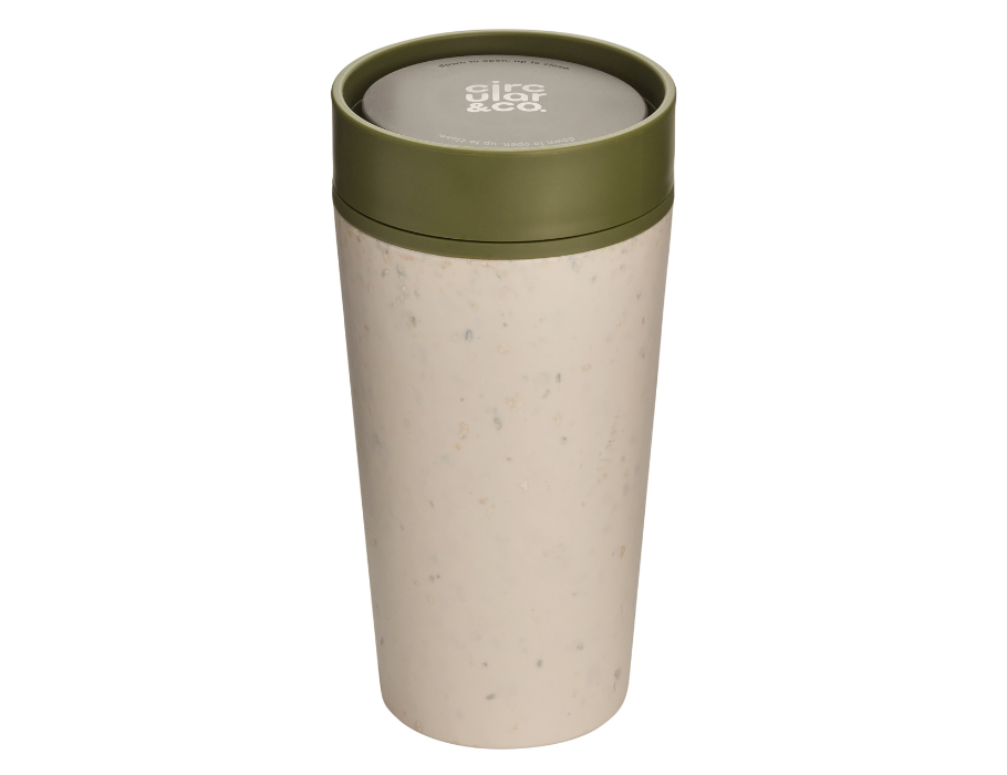 Reusable Coffee Cup - Cream with Blue Lid from Circular&amp;Co 340 ml